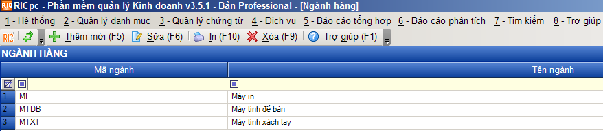 danh s&aacute;ch ng&agrave;nh h&agrave;ng
