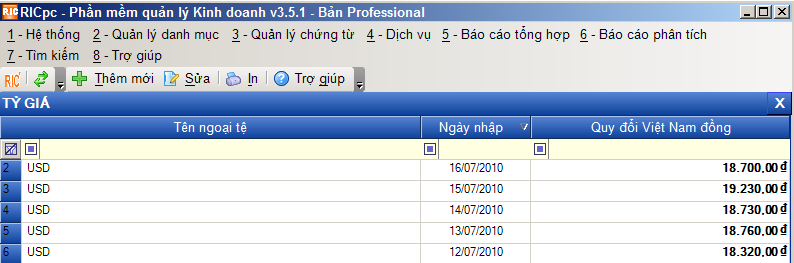 danh s&aacute;ch tỷ gi&aacute; trong ng&agrave;y