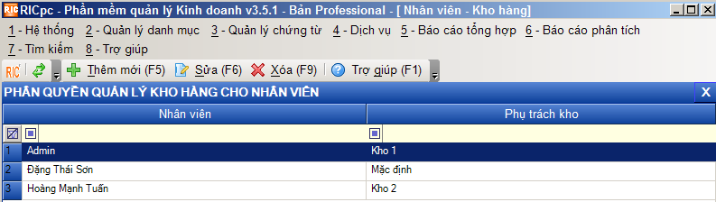 danh s&aacute;ch nh&acirc;n vi&ecirc;n quản l&yacute; kho h&agrave;ng
