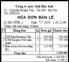 mẫu hóa đơn bản lẻ