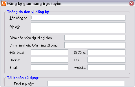Đăng k&yacute; gian h&agrave;ng trực tuyến