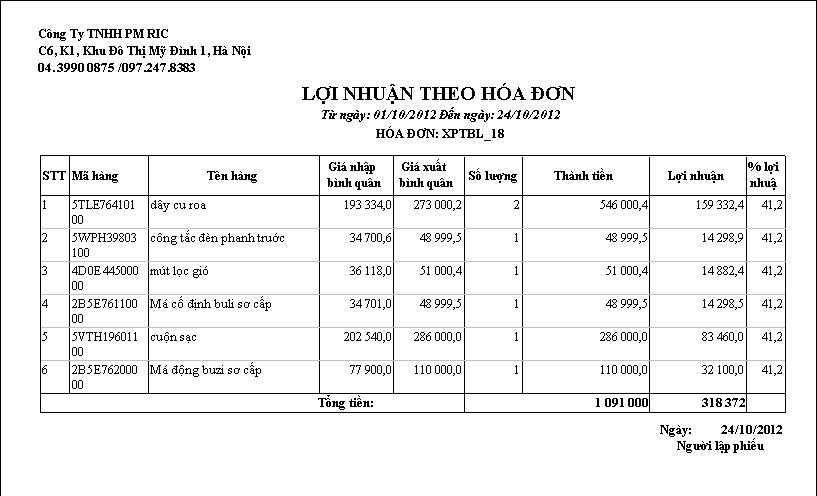 lợi ích theo hóa đơn